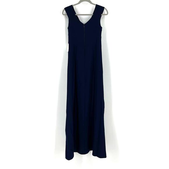 Show Me Your MuMu Zurich Knot Gown Rich Navy Stretch Crepe Small NWT - Picture 3 of 8